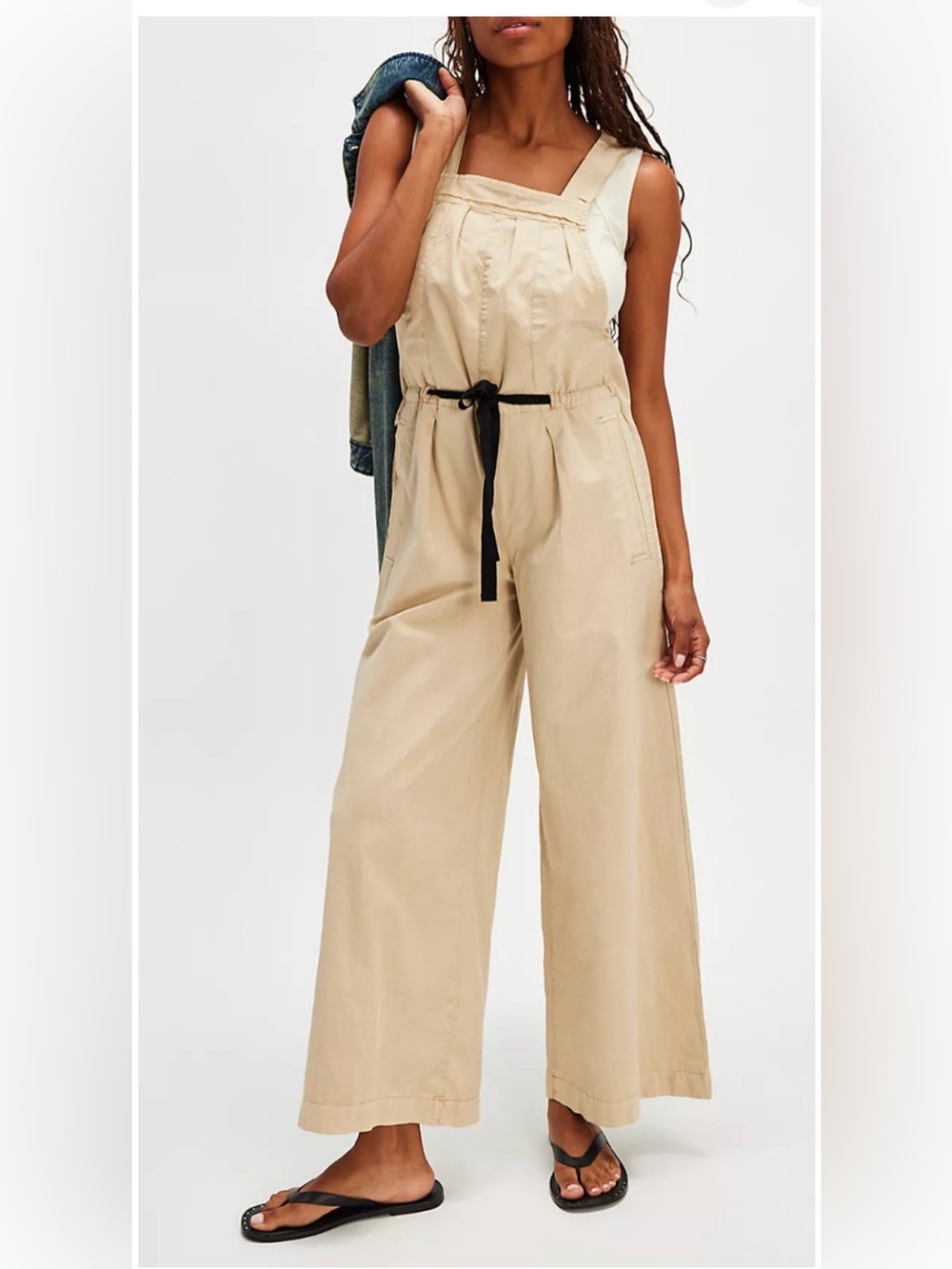NEW FREE PEOPLE KHAKI IN YOUR DREAMS OVERALLS ONE PIECE SZ S